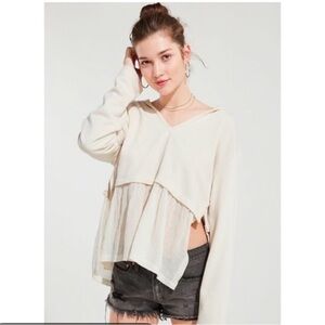 Urban Outfitters Oversized Lumiere Lightweight Peplum Hooded Shirt